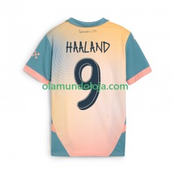 Camisola Manchester City Haaland 9 Homem Equipamento Quarto 2024-2025 Manga Curta